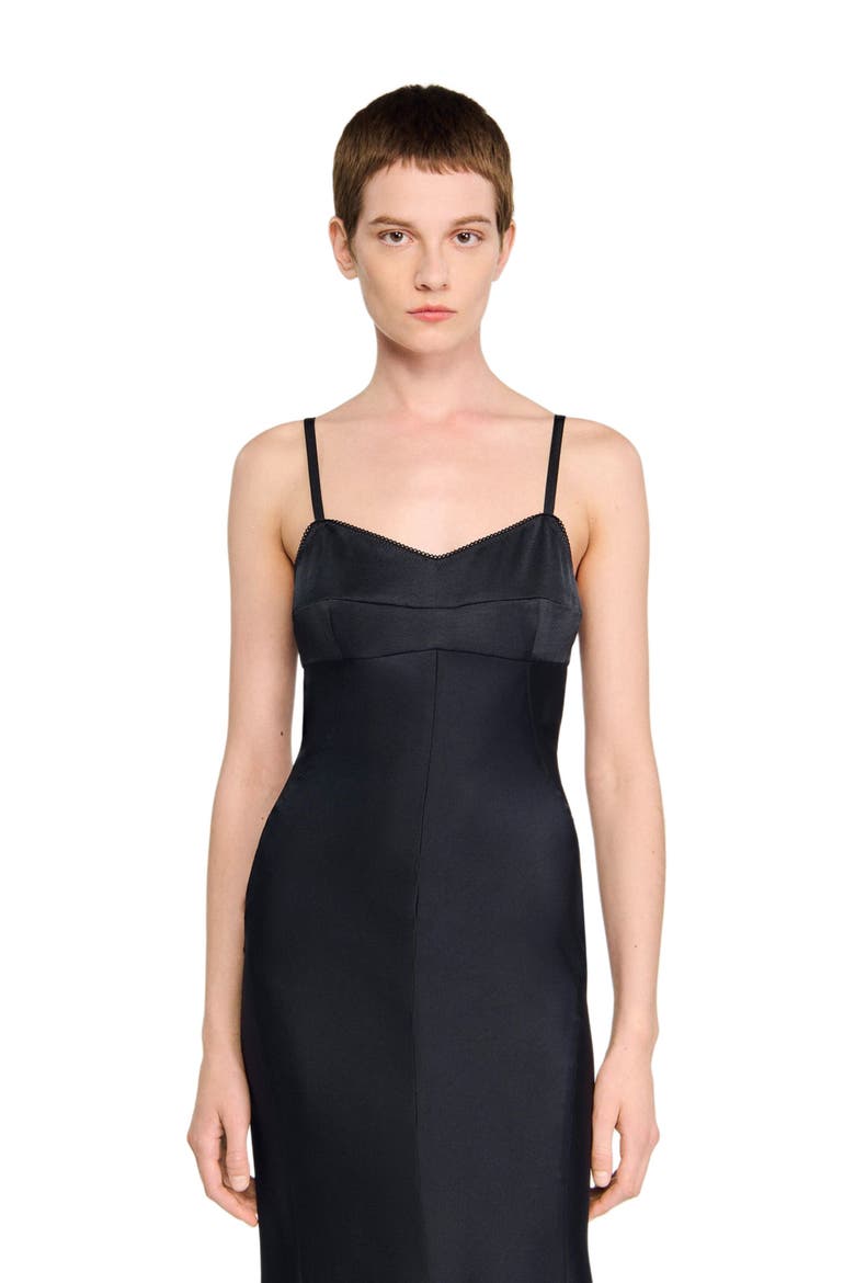 Satin-effect maxi dress, Alternate, color, Navy blue
