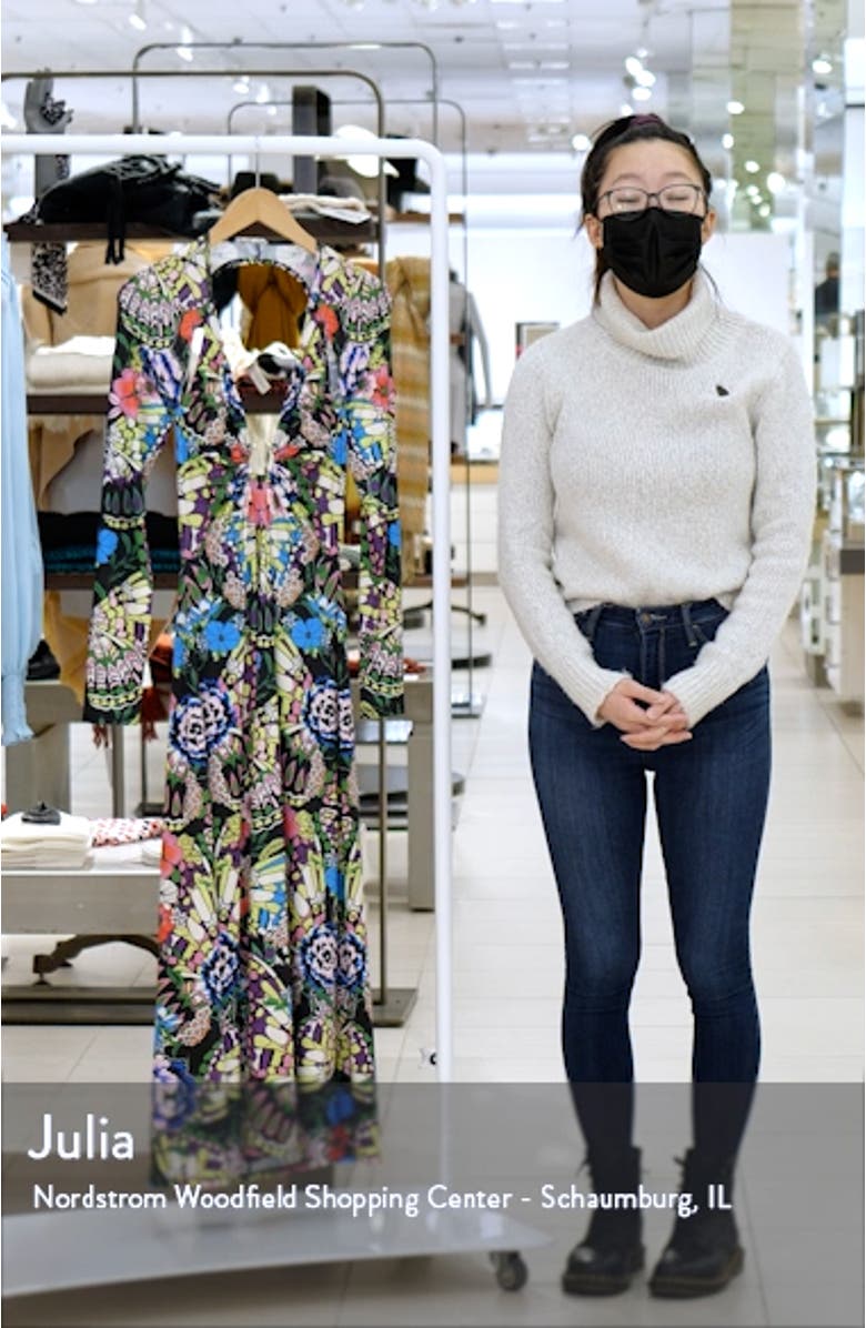 Meena Floral Long Sleeve Plunge Neck Dress, sales video thumbnail