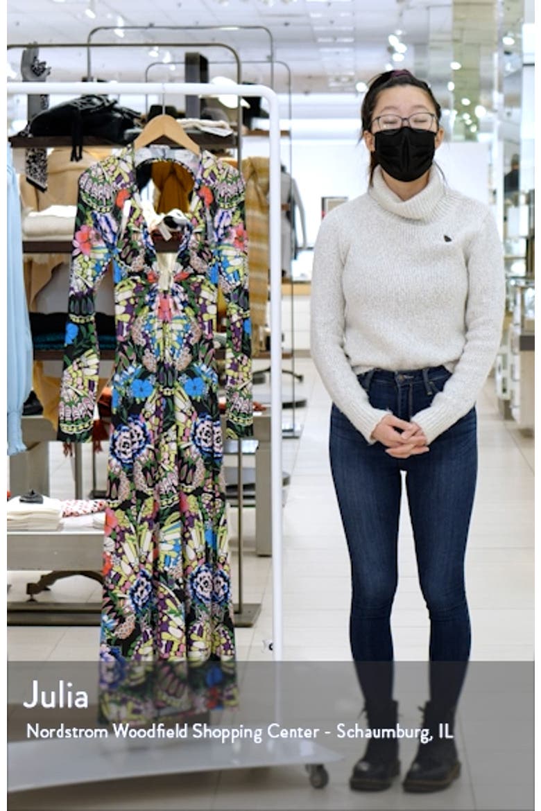 Meena Floral Long Sleeve Plunge Neck Dress video