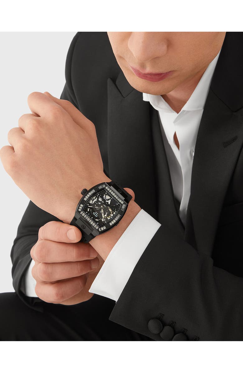 PHILIPP PLEIN The Skeleton Silicone Strap Watch, 44mm, Alternate, color,