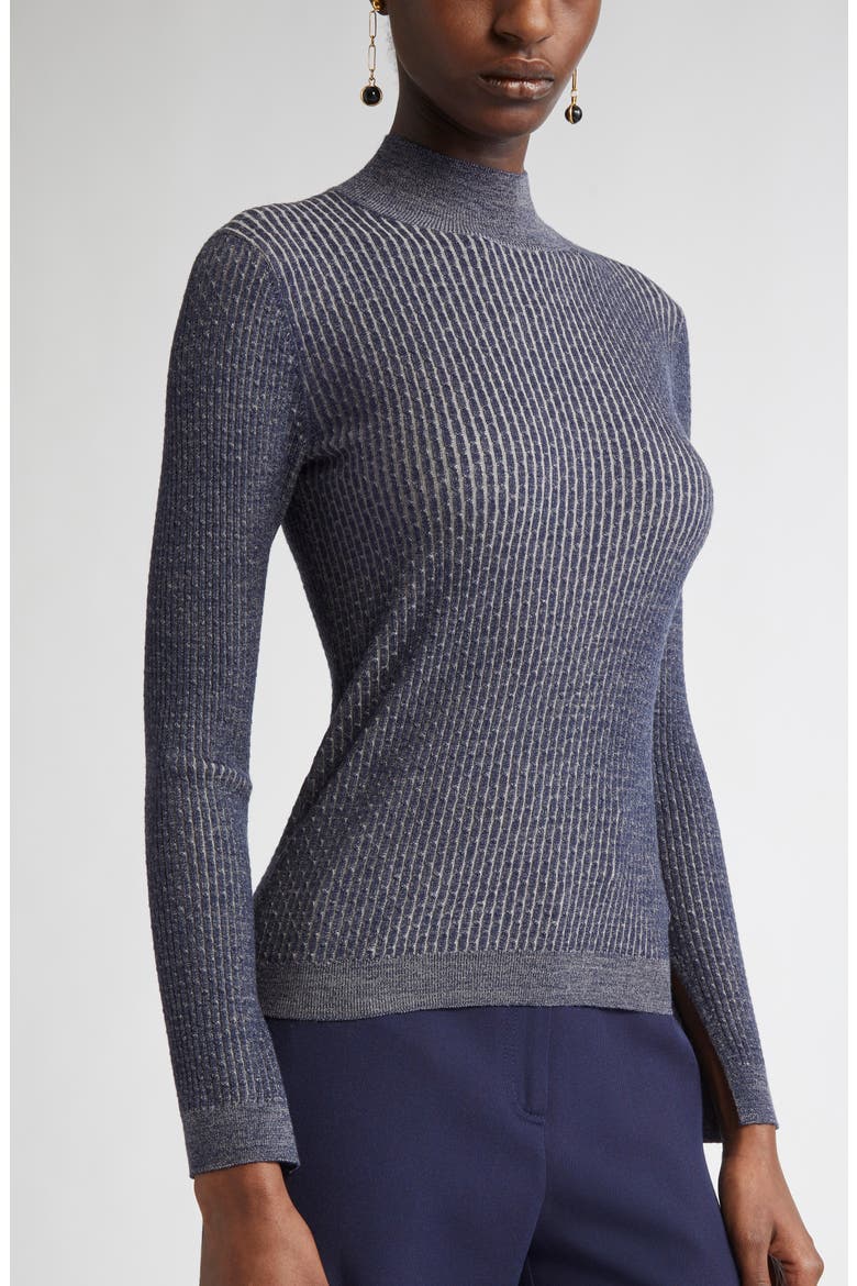 Vanis Fine Gauge Cable Stitch Sweater, Alternate, color, NAVY/ TAUPE