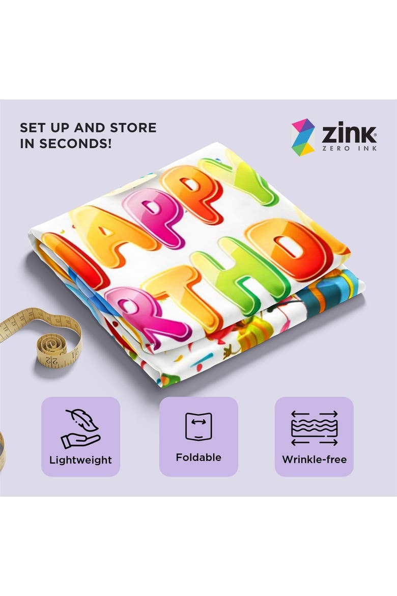 Photo Backdrop. Wrinkle-Free Photo Studio Backdrop, Alternate, color, Happy Birthday Text