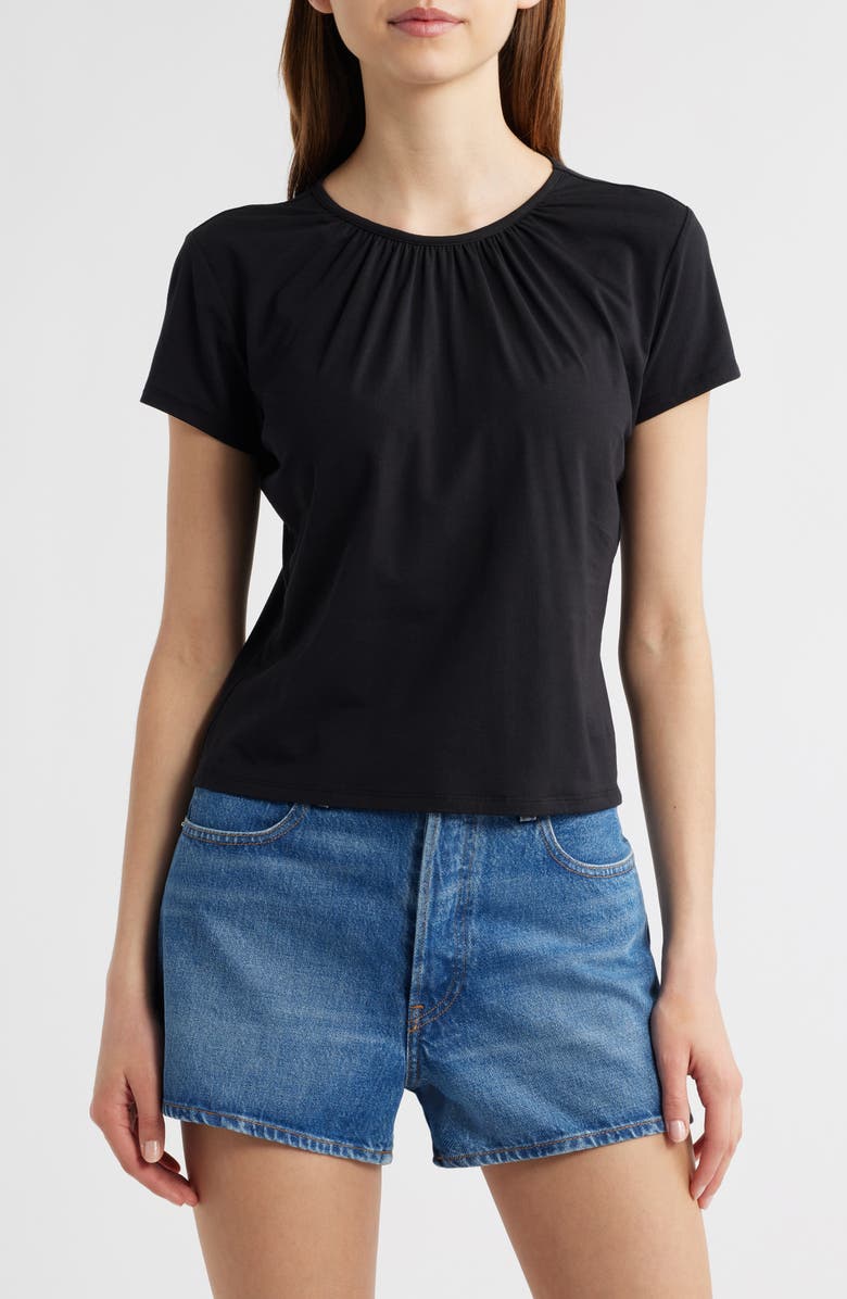 FRAME Gathered Cotton Blend T-Shirt, Main, color, 