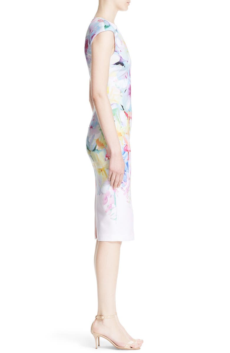 Ted Baker London 'Bathany' Floral Print Body-Con Midi Dress, Alternate, color, 