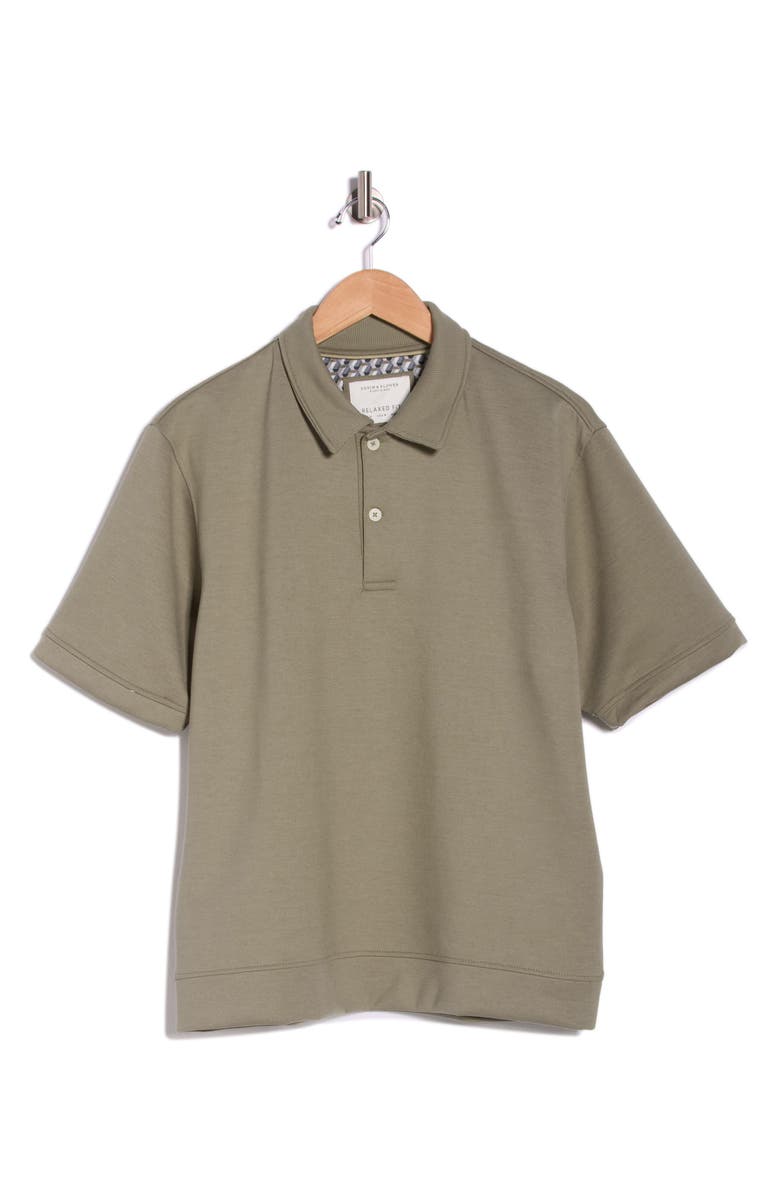 DENIM AND FLOWER Relaxed Fit Heavyweight Polo, Main, color, Olive Green
