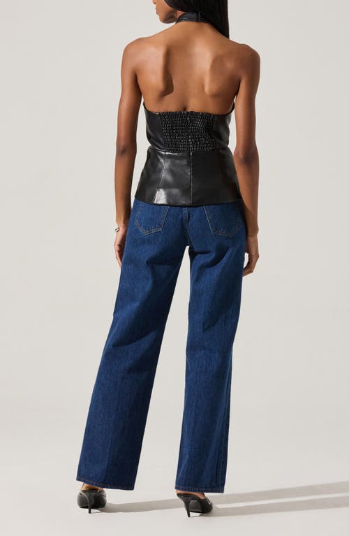 Astr The Label Yaritza Faux Leather Halter Top In Black