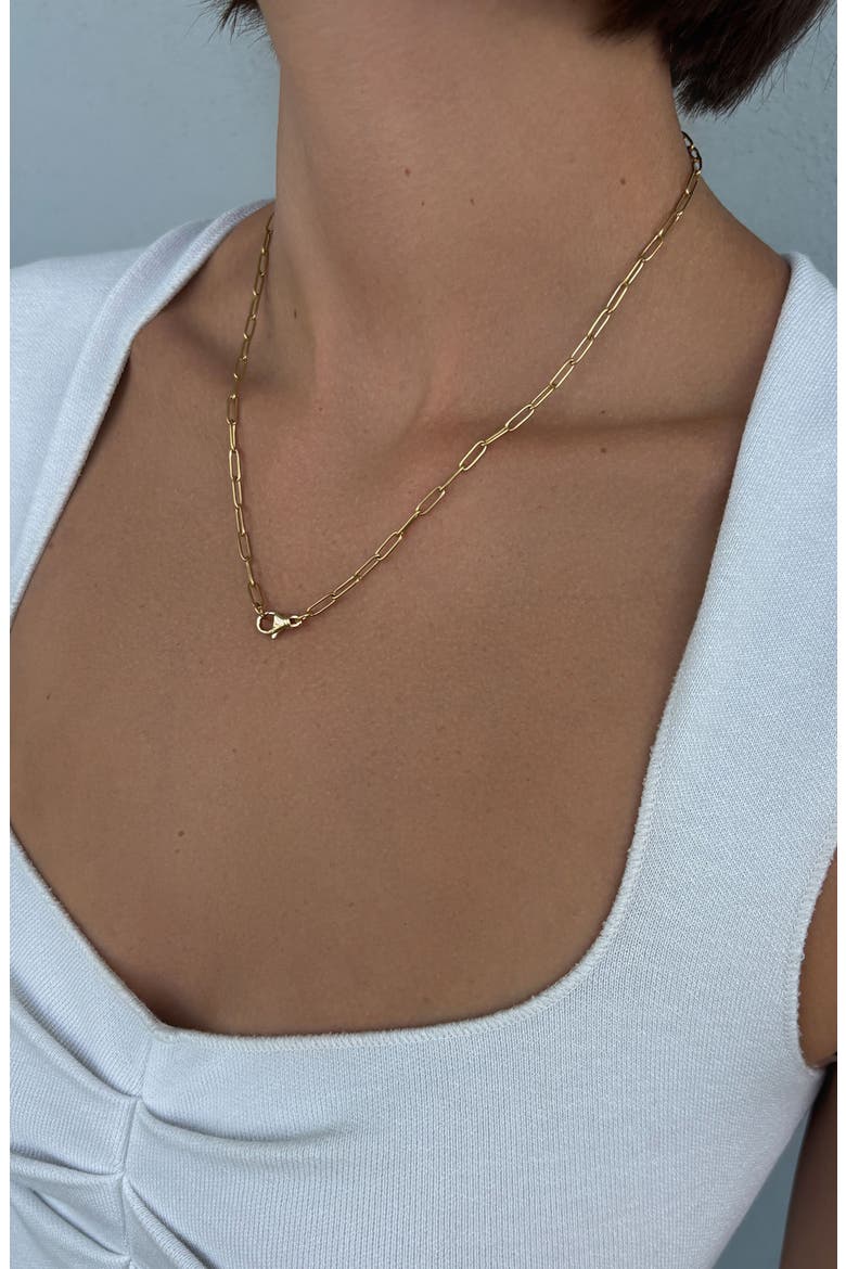18k Gold Plated Paperclip Chain Necklace, Alternate, color, GOLD