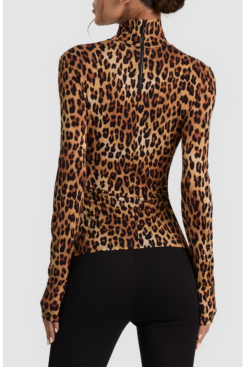 Delaina Long Sleeve Mock Neck Top, Alternate, color, SPOTTED LEOPARD