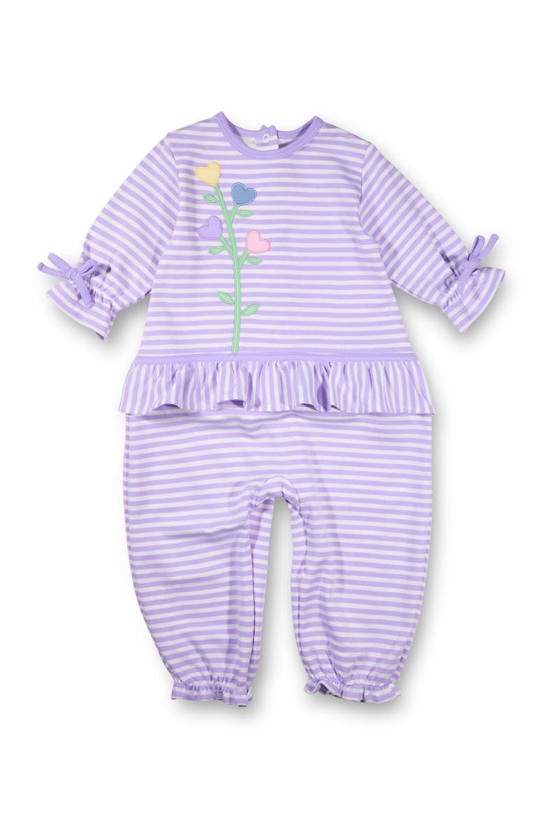 Stripe Knit Longall With Heart Flowers, Main, color, Light Purple, White