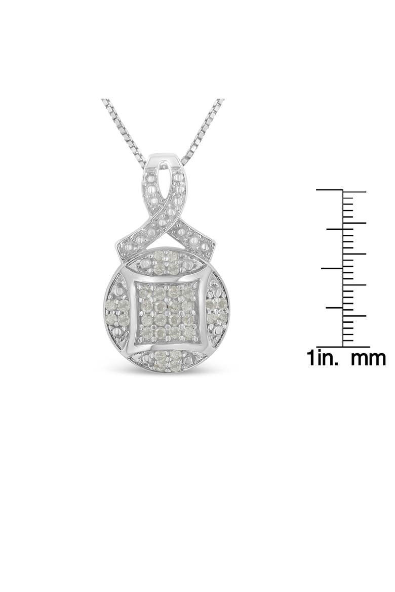 Silver 1/3 cttw Diamond Ribbon and Circle Cluster Pendant Necklace, Alternate, color, White