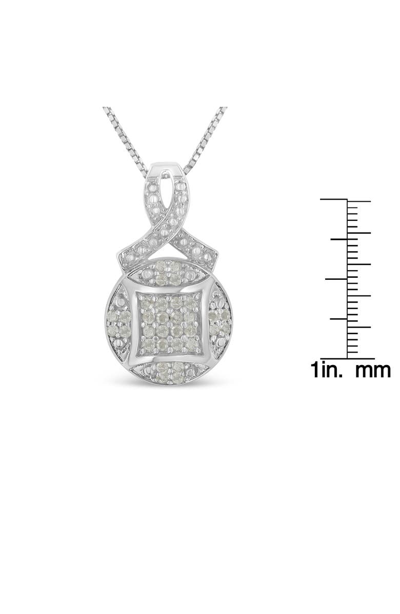 Haus of Brilliance Silver 1/3 cttw Diamond Ribbon and Circle Cluster Pendant Necklace, Alternate, color, White