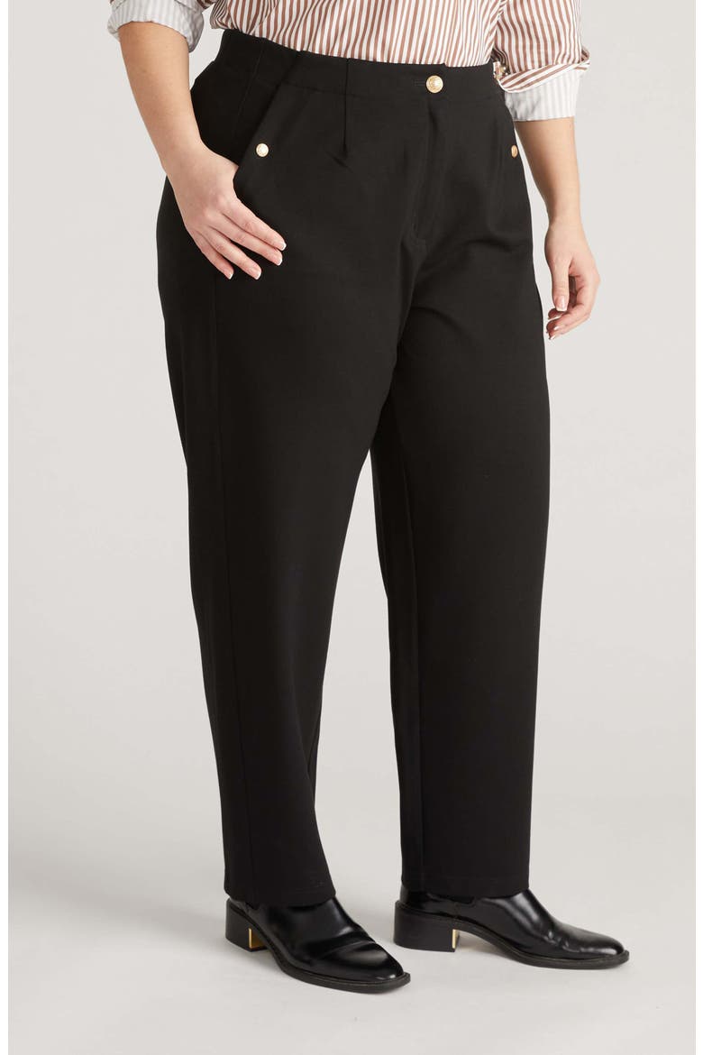 Audrey Tailored Ponte Pants, Alternate, color, BLACK W/ GOLD BUTTONS