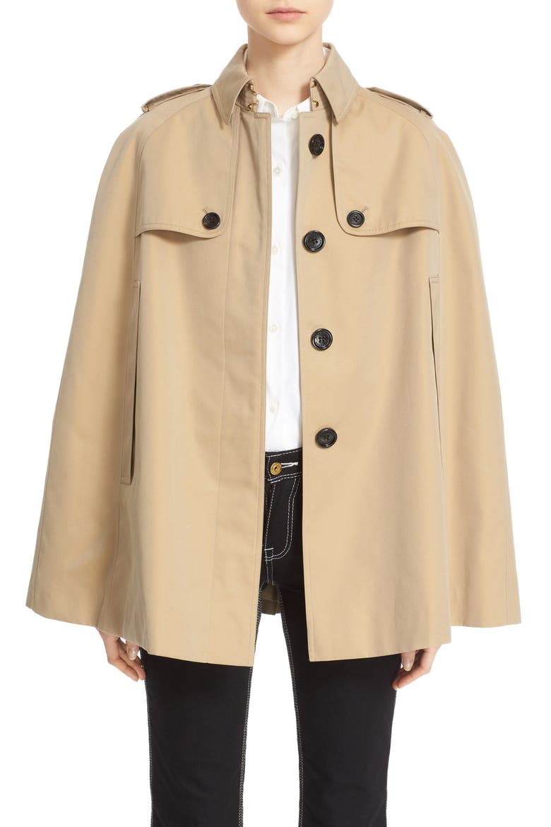 'Wolseley' Cotton Trench Cape, Main, color, HONEY