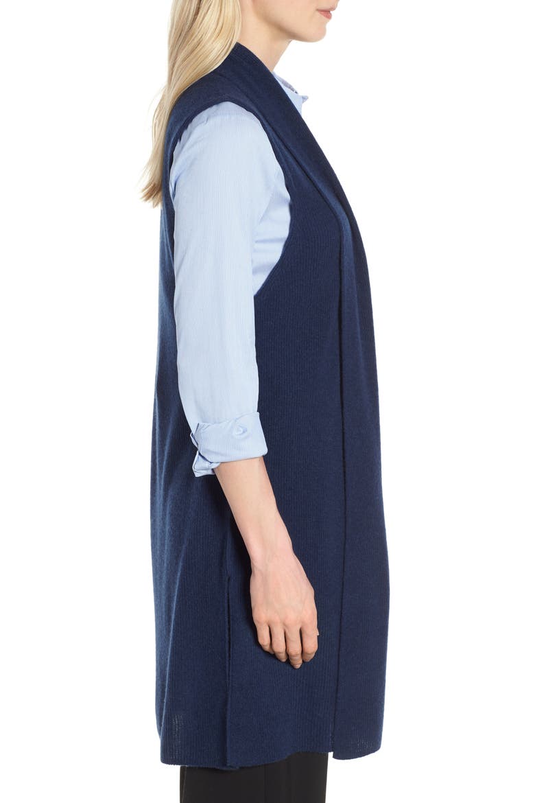 Ribbed Cashmere Vest, Alternate, color, NAVY NIGHT