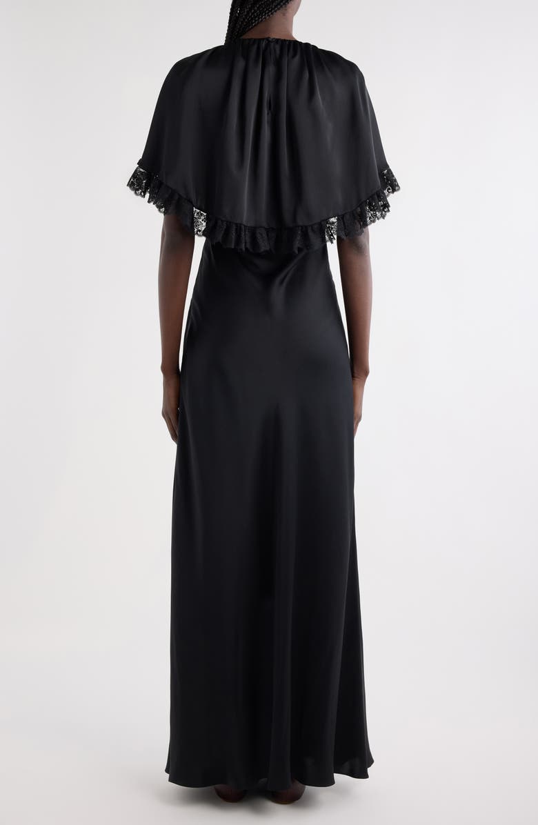 Chloé Lace Trim Silk Maxi Dress, Alternate, color, Black