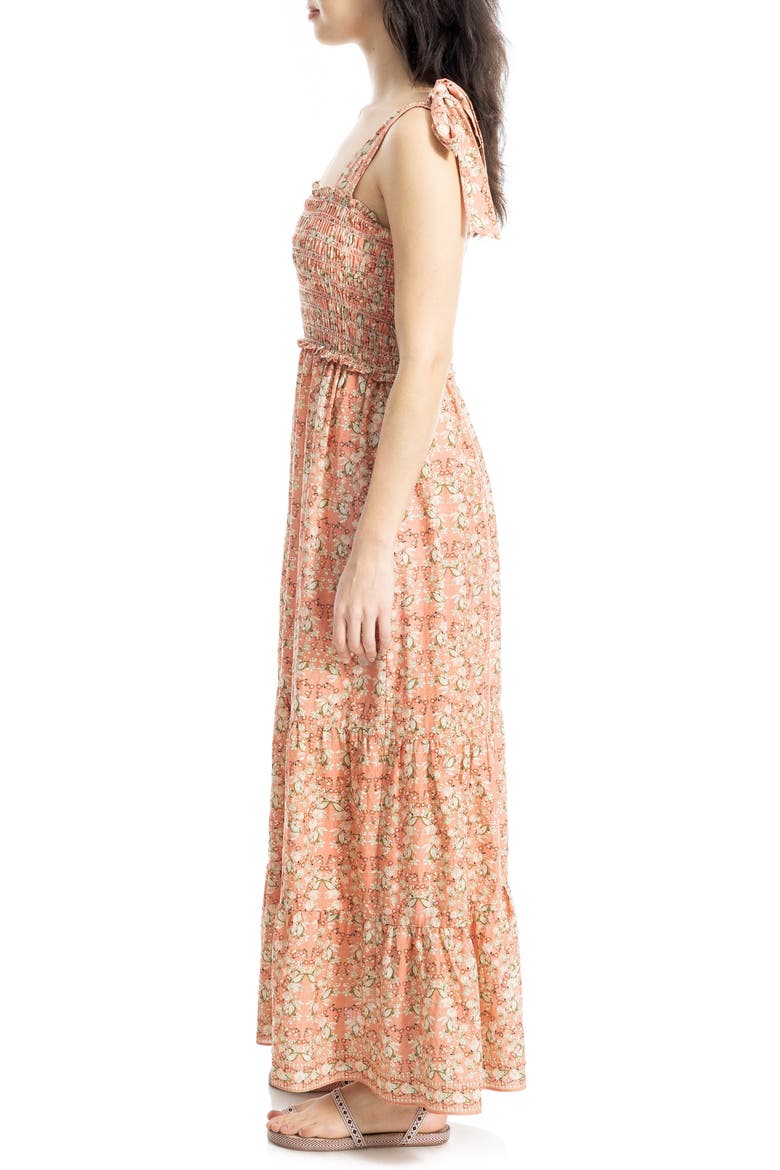 Tie Strap Smocked Tiered Sundress, Alternate, color, CLAY SHADED PAISLEY