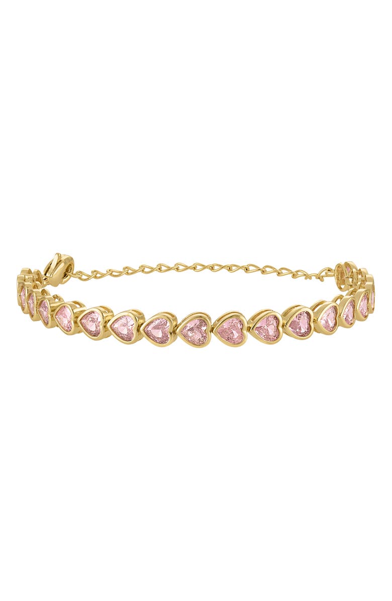 FZN Kids' Pink Cubic Zirconia Heart Bracelet, Main, color, Yellow