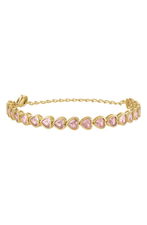 Kids' Pink Cubic Zirconia Heart Bracelet