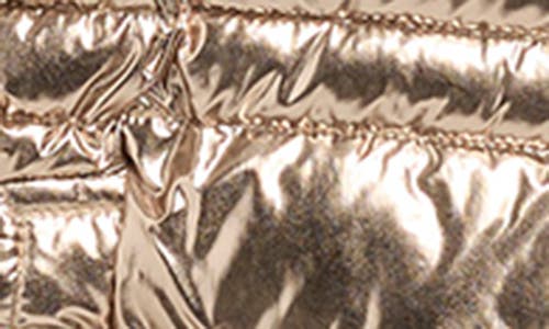 Rothschild Kids' Metallic Puffer Jacket With Faux Fur Trim In Gold