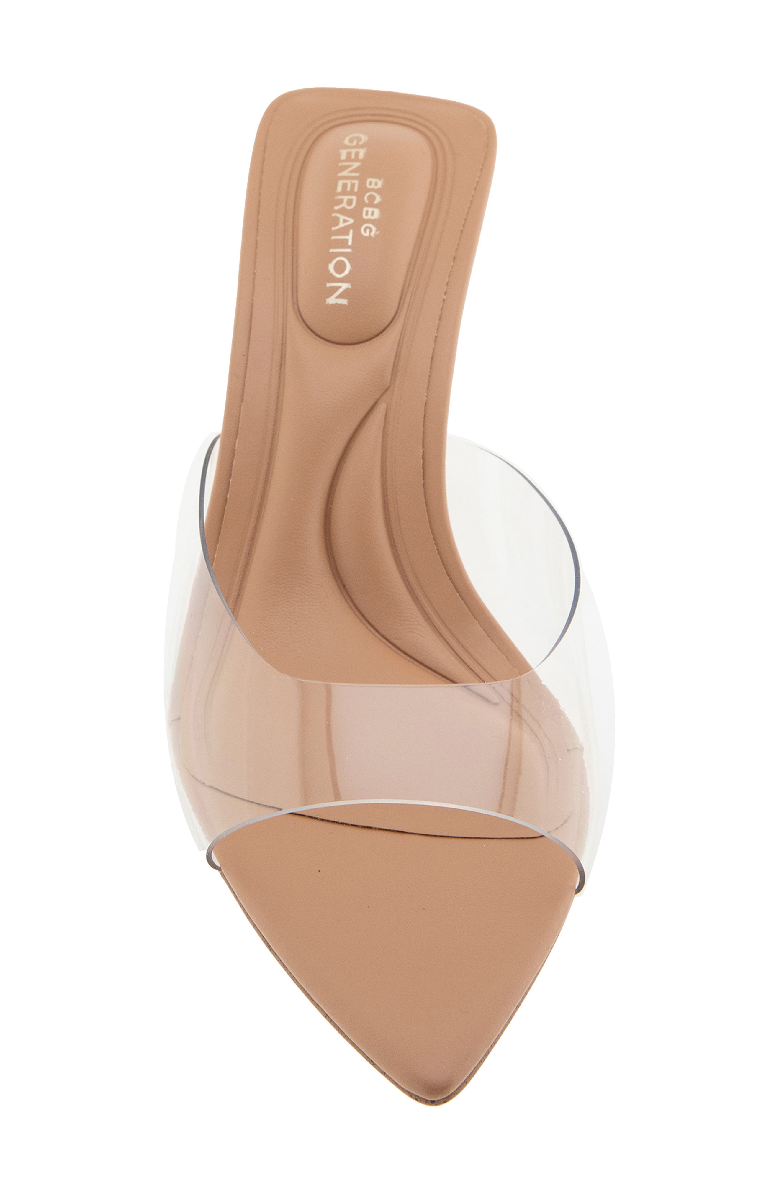 BCBGeneration Ipolo Pointed Toe Sandal, Alternate, color, Clear/ Tan