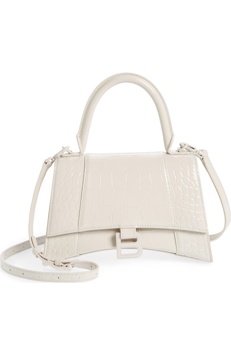 Balenciaga Hourglass Croc Embossed Leather Top Handle Bag, Main, color,