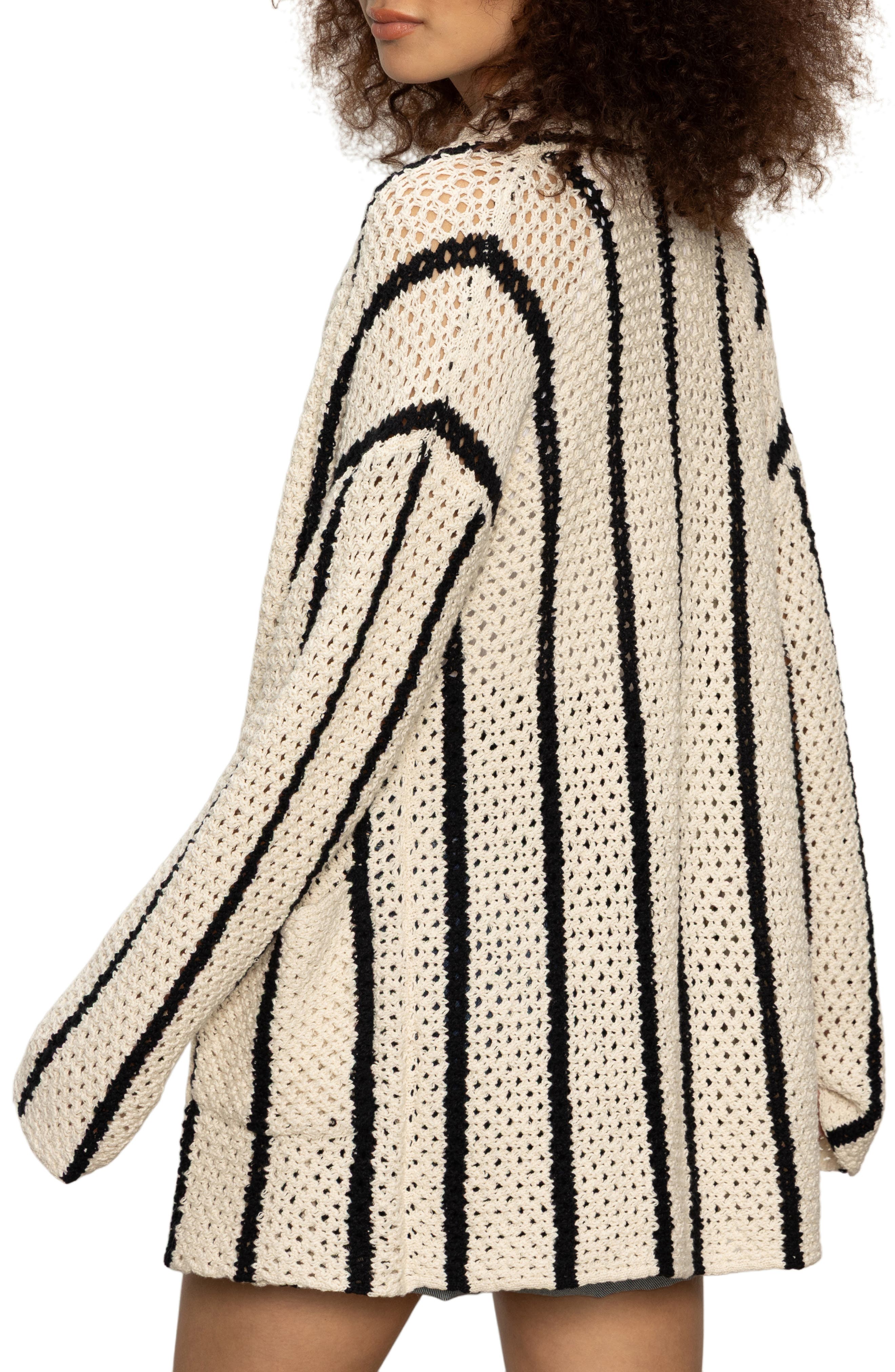 Open Stitch Stripe Cotton Beach Cardigan - image 2