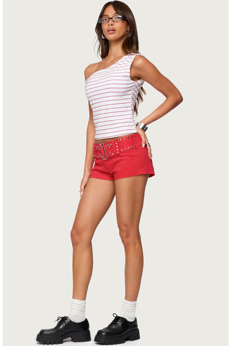 Keryn Stripe Asymmetric Top, Alternate, color, RED-AND-WHITE