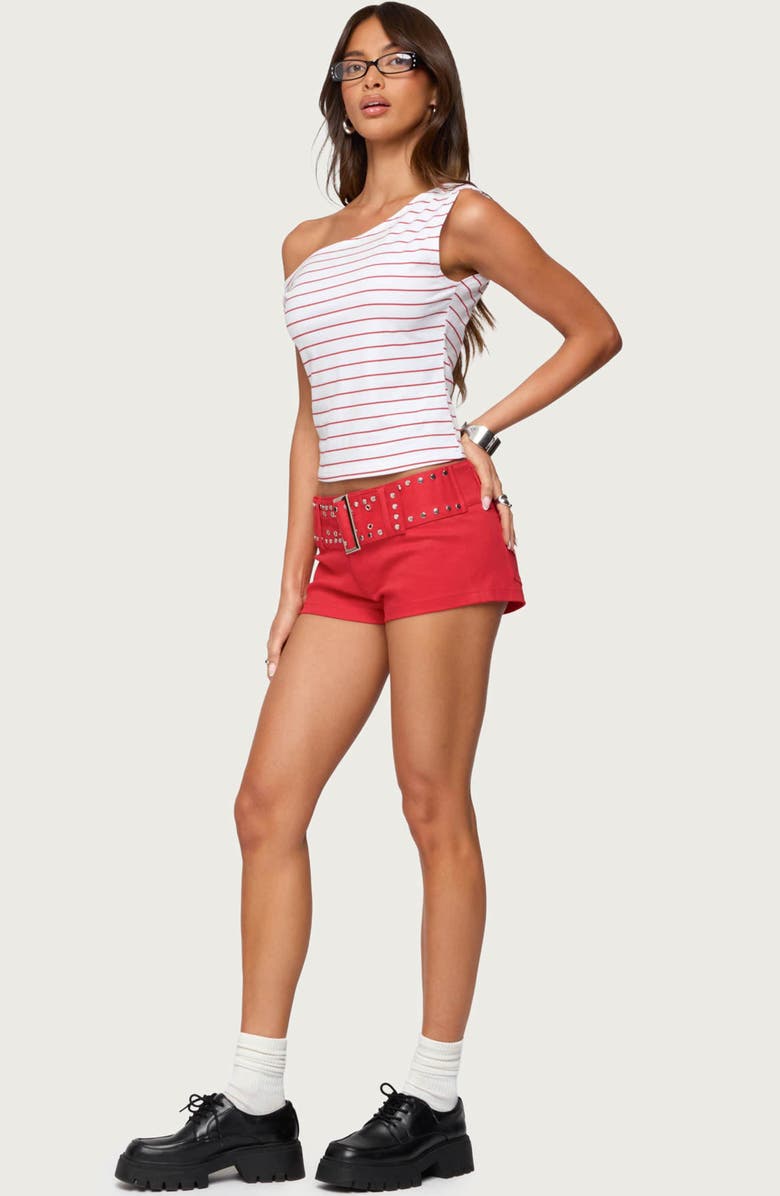 EDIKTED Keryn Stripe Asymmetric Top, Alternate, color, Red-And-White
