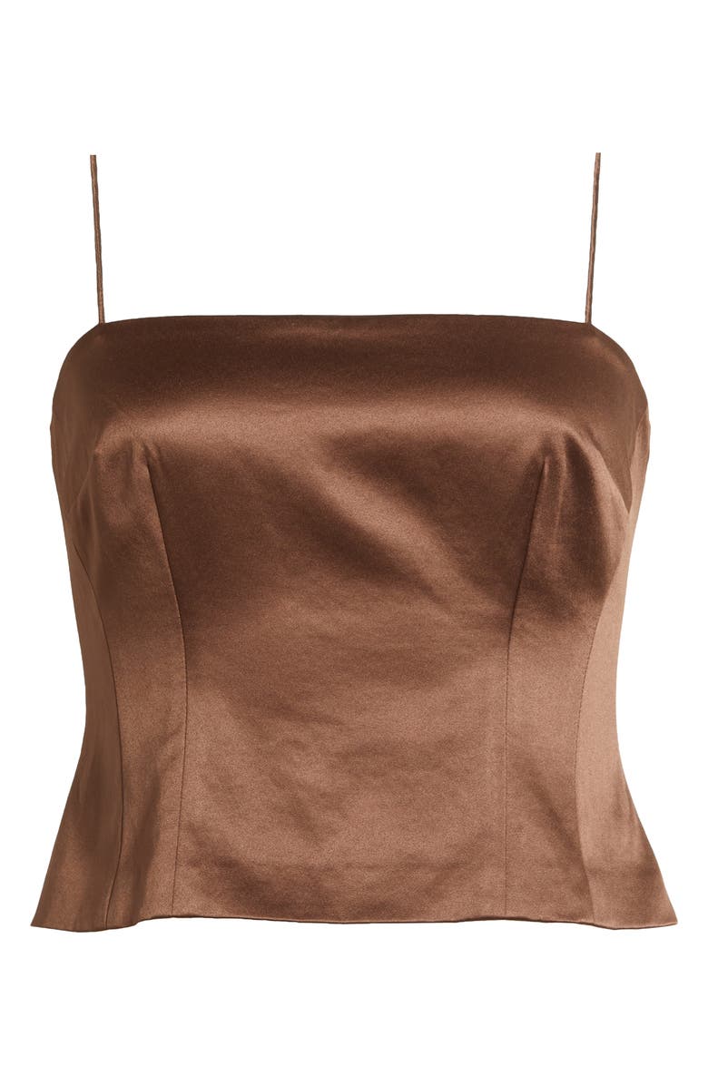 LoveShackFancy Cassana Satin Camisole, Alternate, color, Chocolate Brown
