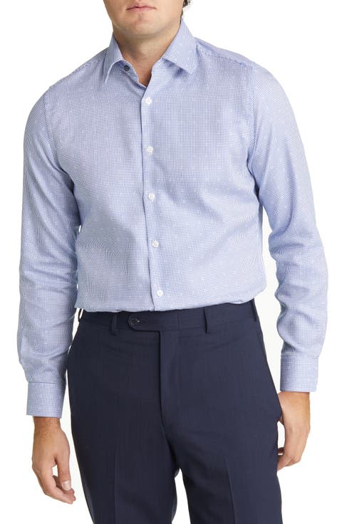 Men's Tailored Fit Basket Weave Dress Shirt