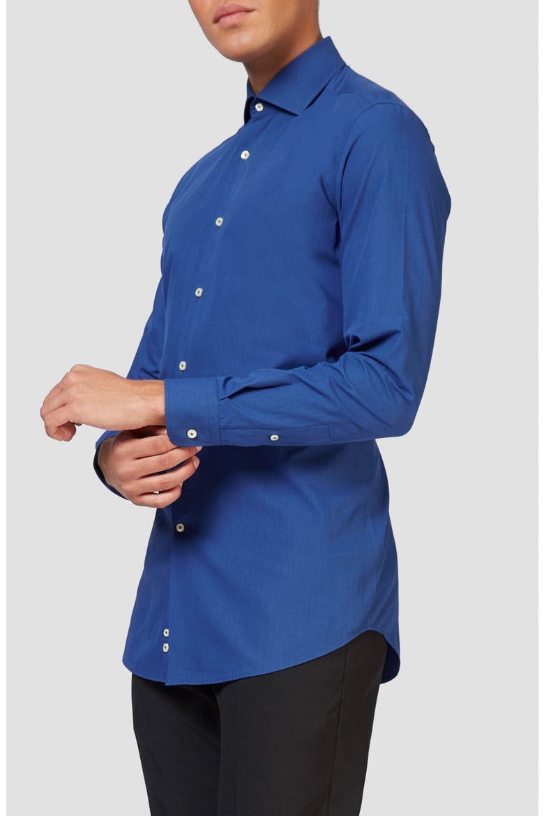 Navy Royale Modern Tailored Fit Wrinkle Resistant Button-Up Shirt, Alternate, color, BLUE