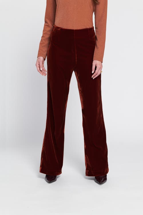 Elle Collection Velvet Suit Trousers Wide-leg Pants In Brown