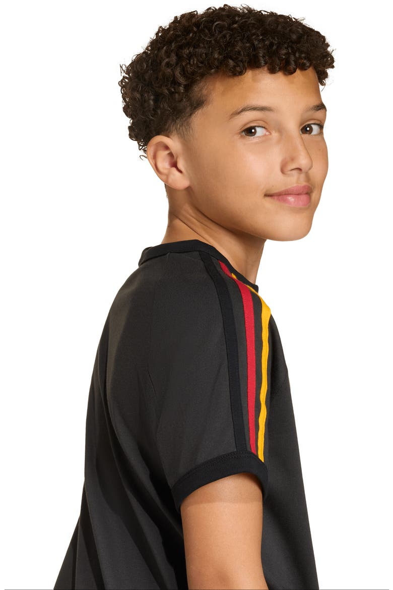 Kids' 3-Stripes Cotton T-Shirt, Alternate, color, UTILITY BLACK/ BLACK