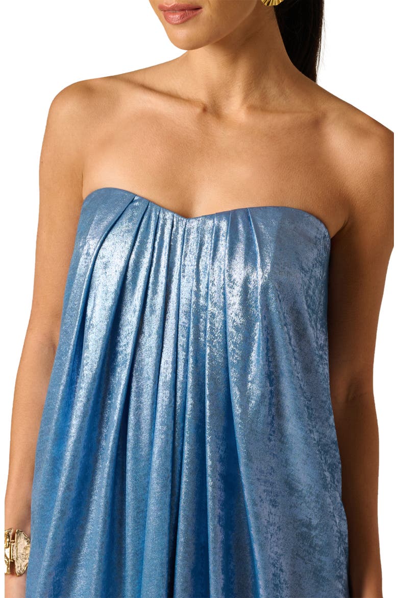 Foil Chiffon Strapless Gown, Alternate, color, AZURE BLUE