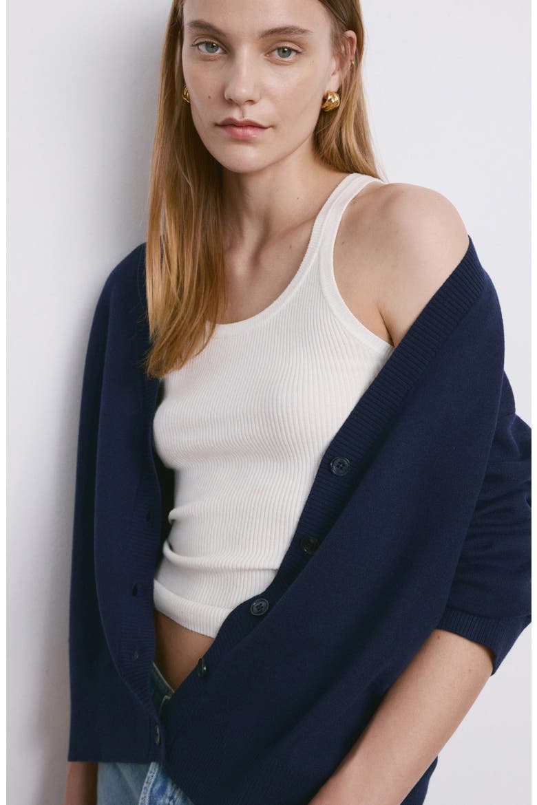 V-Neck Cardigan, Alternate, color, DARK NAVY
