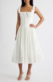HOUSE OF CB Phoebe Stretch Cotton Broderie Dress