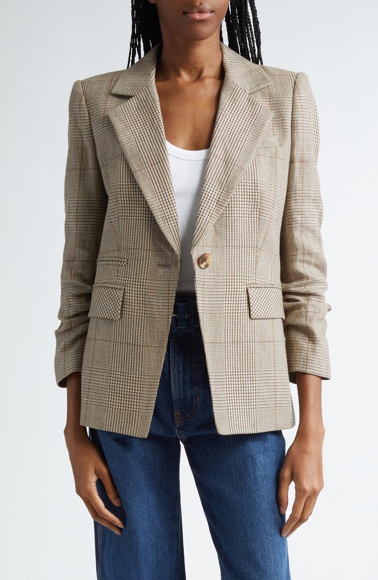 Veronica Beard Battista Glen Plaid Linen & Cotton Blend Dickey Jacket, Main, color, 