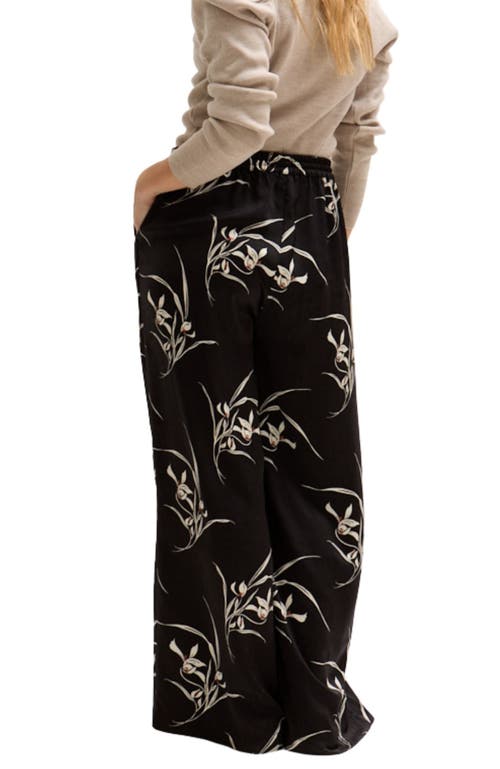 Lily And Lionel Lillibet Wide Leg Large Floral Print Trouser In Black