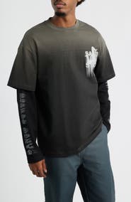 SANTO STUDIO Old English Layered Look Graphic T-Shirt