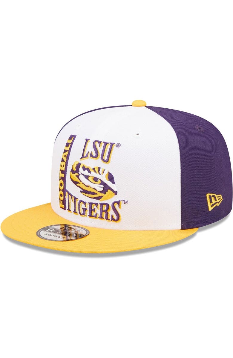 New Era Men's New Era White/Purple LSU Tigers Retro Sport 9FIFTY Snapback Hat, Main, color, 