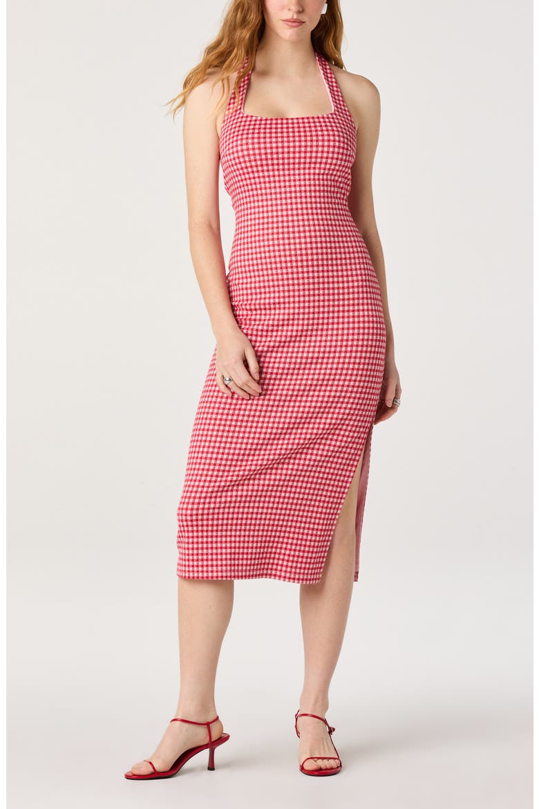 Alice Gingham Halter Neck Midi Dress, Alternate, color, RED GINGHAM