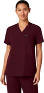 JAANUU Helia Women's 3-Pocket Slim Notched V-Neck Scrub Top
