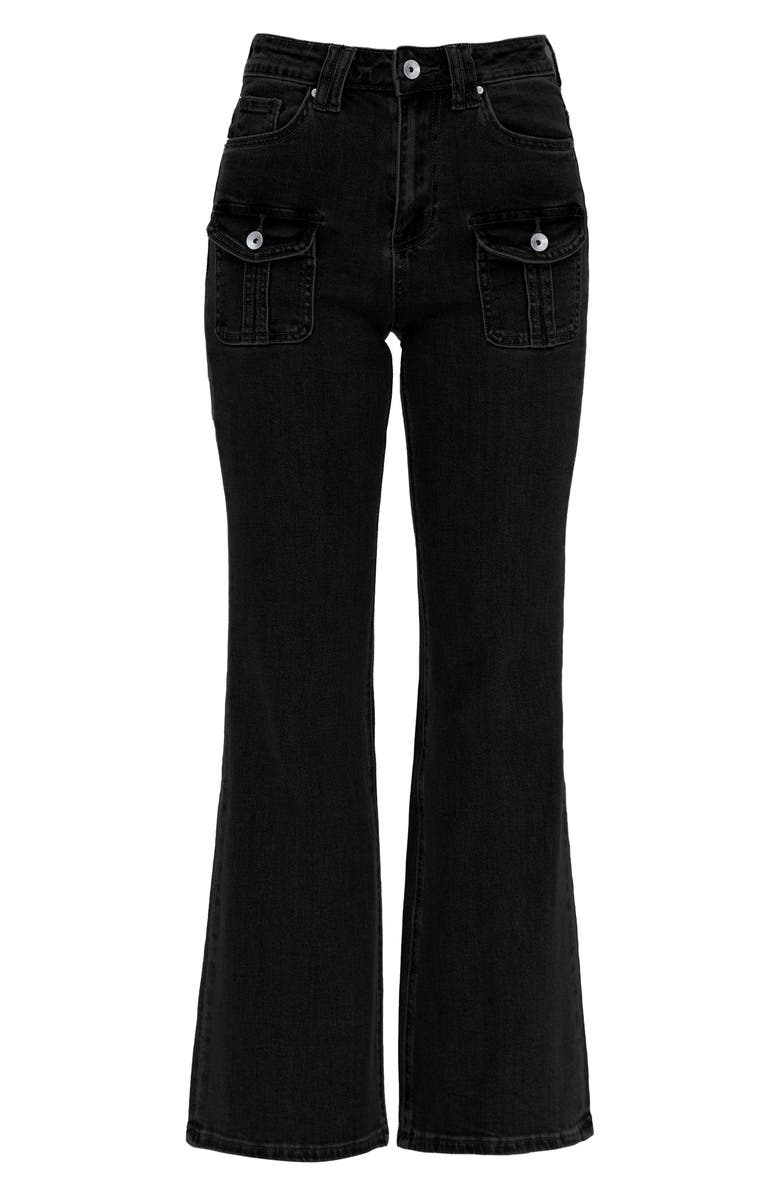Bayeas Flap Pocket High Waist Relaxed Flare Jeans, Alternate, color, 