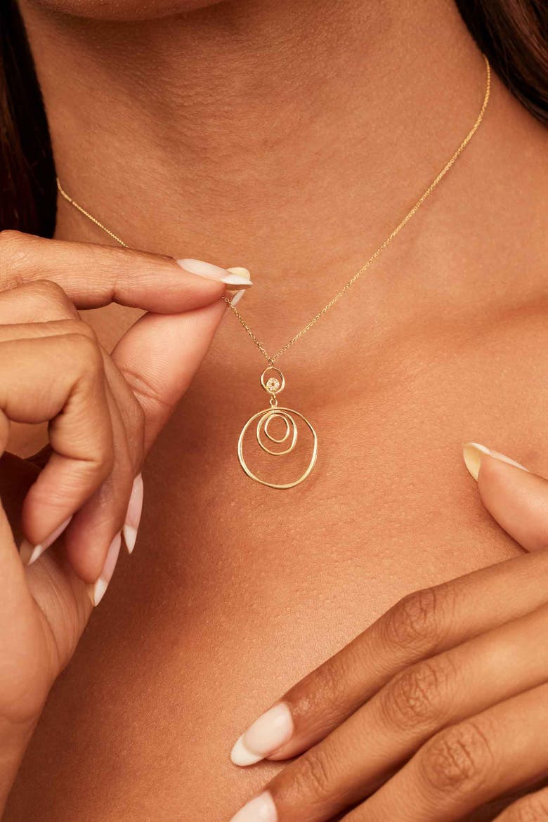 14K Yellow Gold Inner Circle Drop Necklace, Alternate, color, Yellow Gold