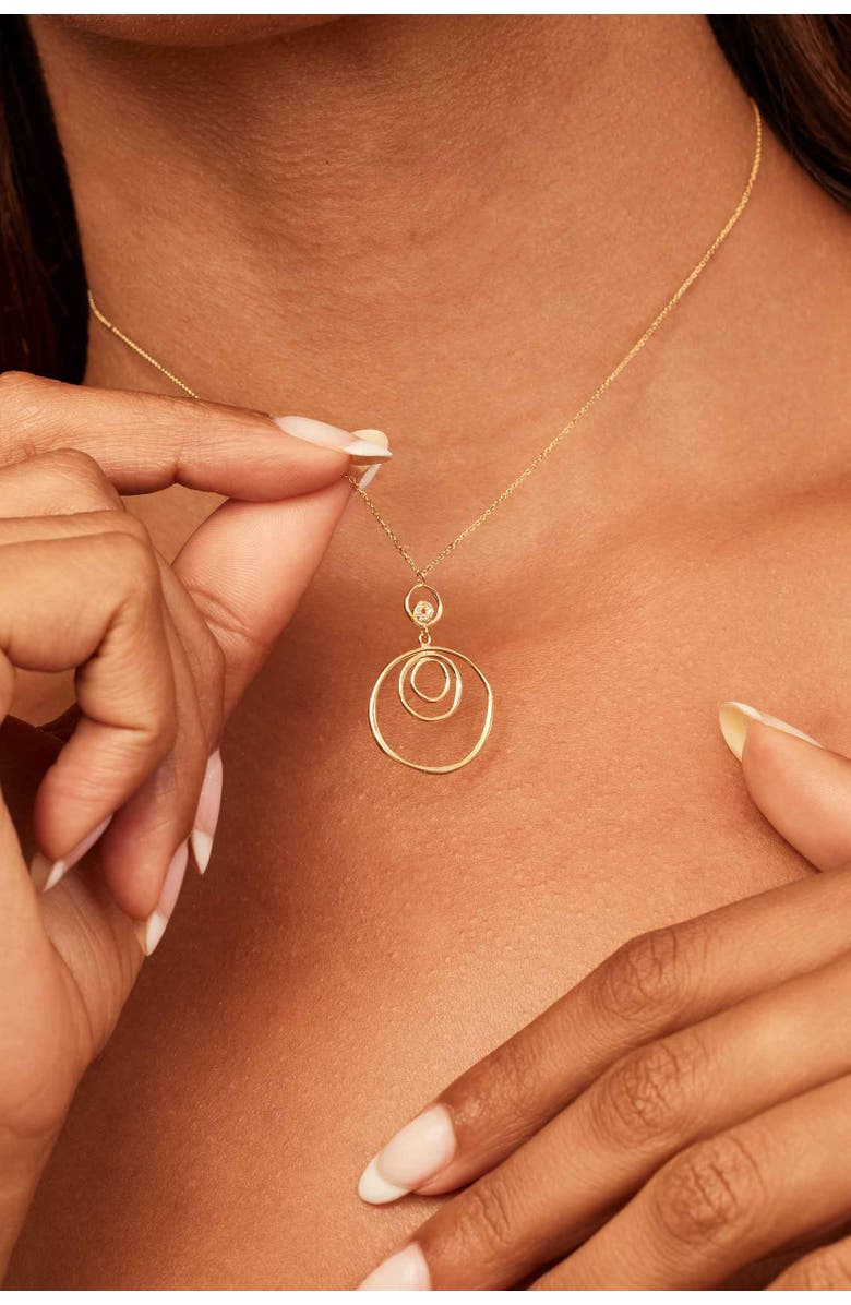 Oradina 14K Yellow Gold Inner Circle Drop Necklace, Alternate, color, Yellow Gold