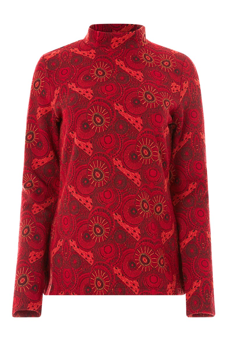Algiers Geo Print Mock Neck Shirt, Alternate, color, RED