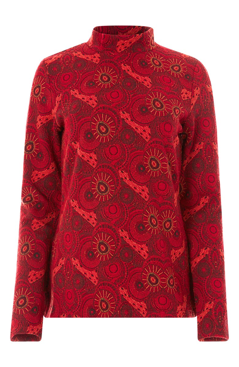 KAHINDO Algiers Geo Print Mock Neck Shirt, Alternate, color, Red