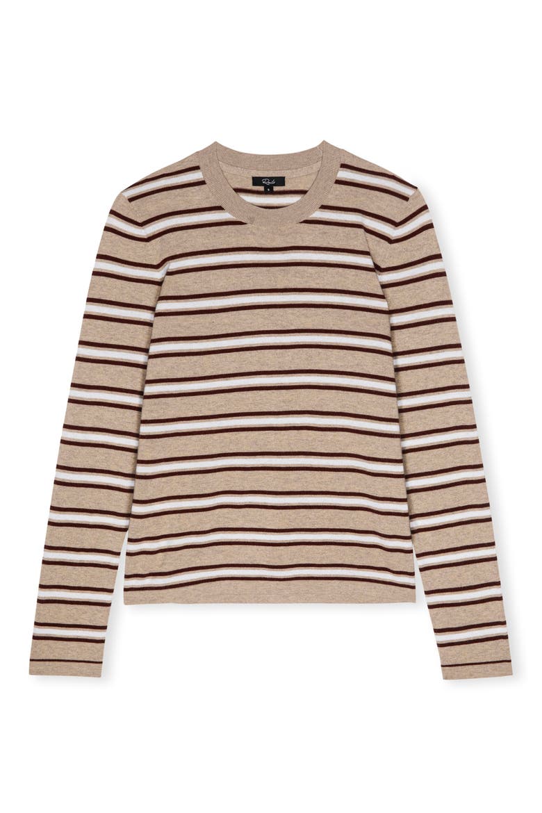 Davie Striped Cotton & Cashmere Top, Alternate, color, HEATHER OAT STRIPE