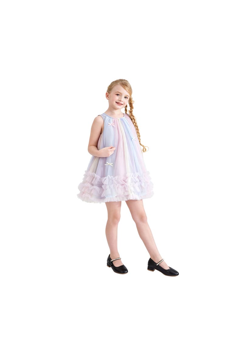 Marcella Pastel Bow Ruffle Dress, Alternate, color, Purple