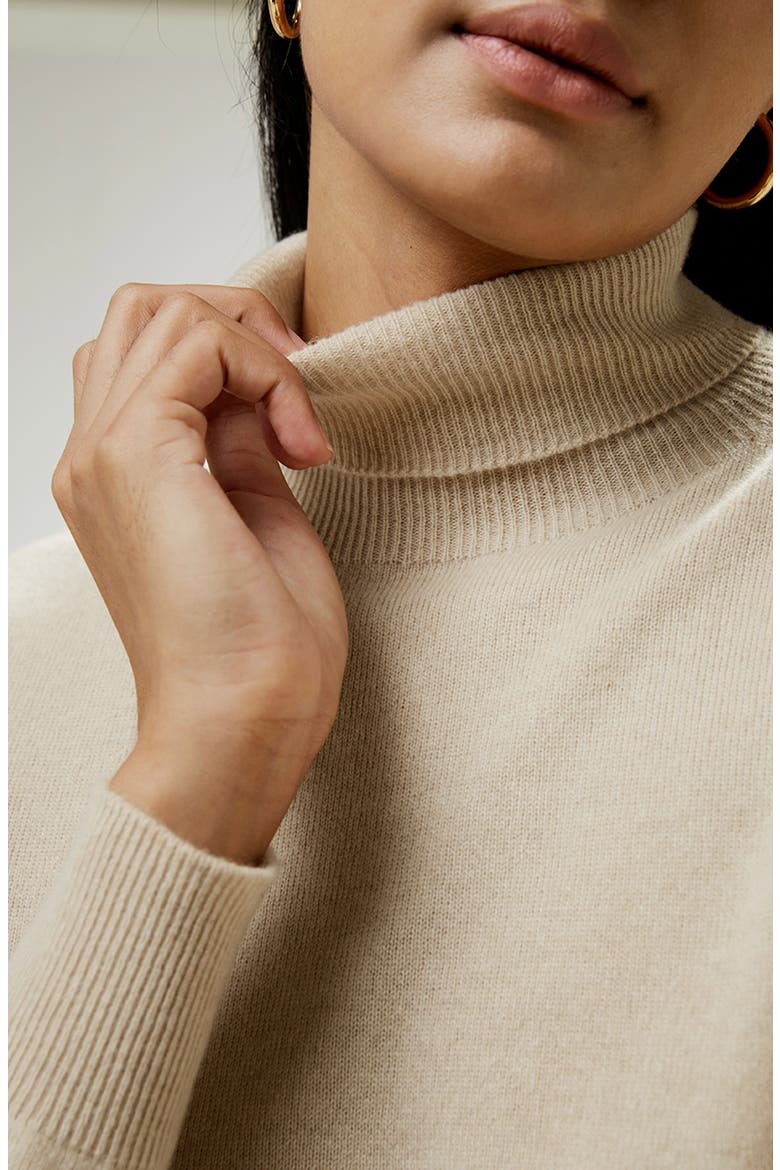 Women's Pure Cashmere Turtleneck Sweater, Alternate, color, Beige/Khaki